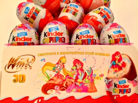 36 Киндер Cюрпризов,Unboxing Kinder Surprise Eggs Winx Club игрушки по мультику Феи Клуб Винкс