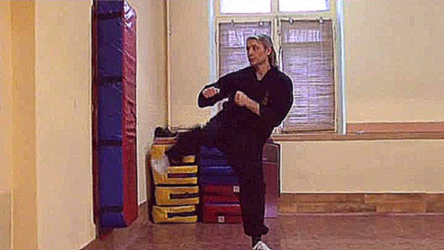 Занятия ушу.Школа боевых искусств.Техника ударов ногами. 