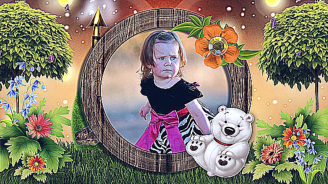 Шаблон для оформления детских и семейных фото в красочное слайд-шоу - Сказочная полянка
