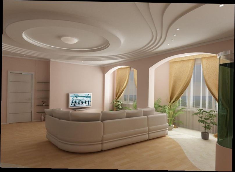 Дизайн потолков в гостиной1